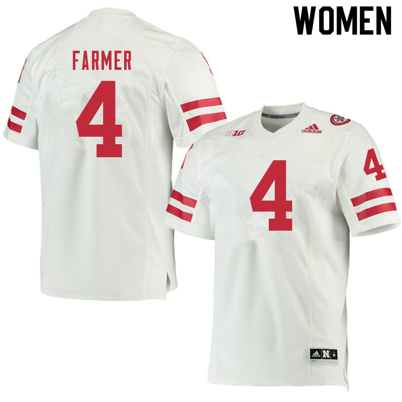 Women #4 Myles Farmer Nebraska Cornhuskers College Football Jerseys Sale-White - Click Image to Close